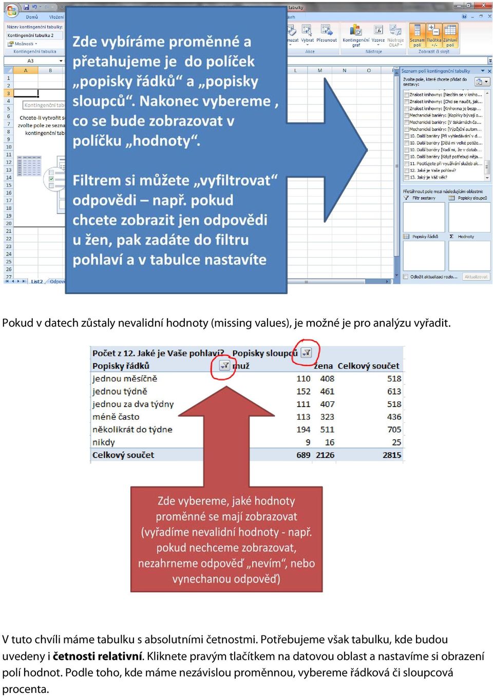 Potřebujeme však tabulku, kde budou uvedeny i četnosti relativní.