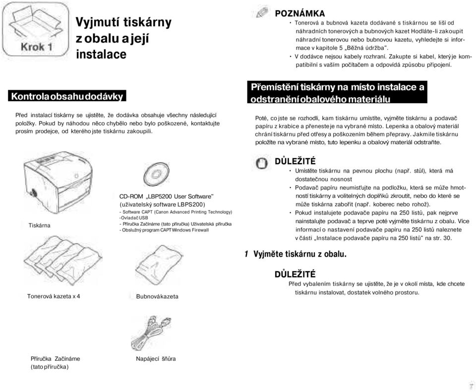 POZNÁMKA Tonerová a bubnová kazeta dodávané s tiskárnou se liší od náhradních tonerových a bubnových kazet Hodláte-li zakoupit náhradní tonerovou nebo bubnovou kazetu, vyhledejte si informace v