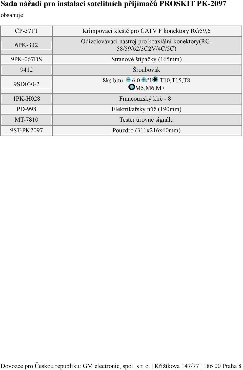 Šroubovák 9SD030-2 8ks bitů 6.