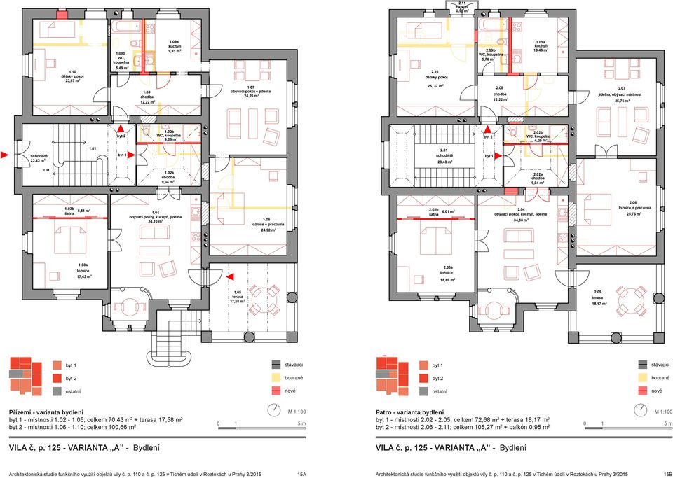 03b šatna 5,81 m 1.04 obývací pokoj, kuchyň, jídelna 34,10 m 1.06 ložnice + pracovna.03b šatna 6,01 m.04 obývací pokoj, kuchyň, jídelna 34,88 m.06 ložnice + pracovna 5,76 m 4,9 m 1.03a ložnice 17,4 m.