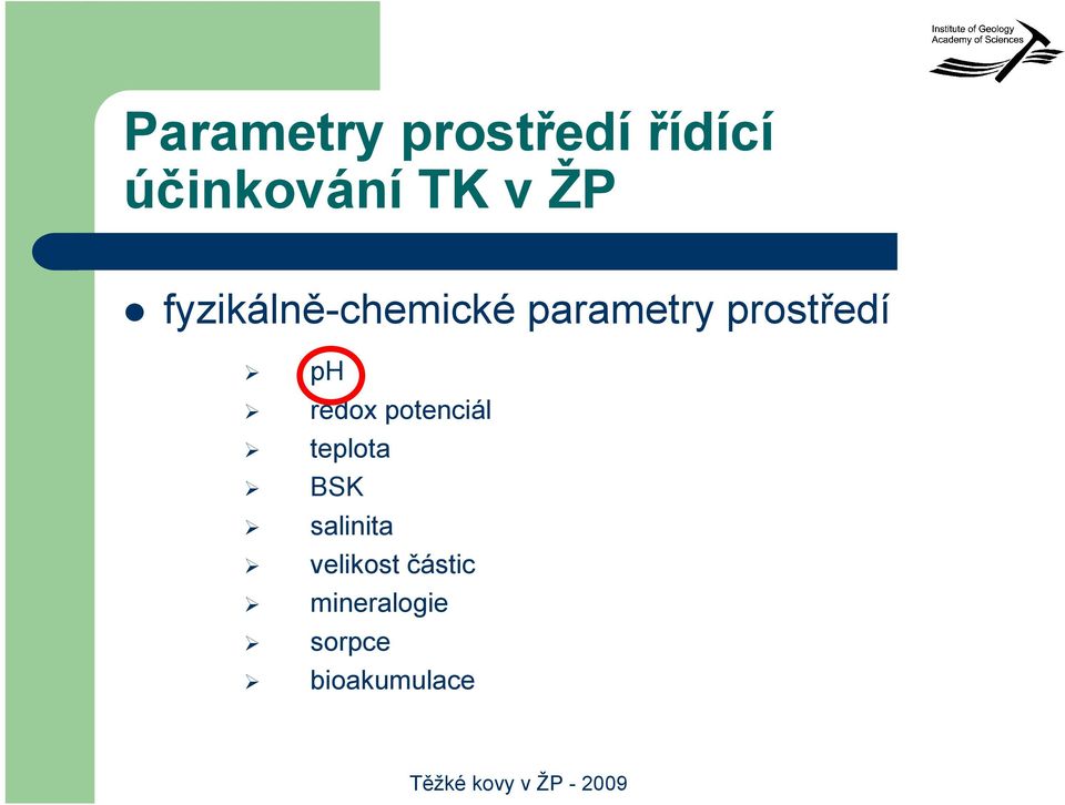 ph redox potenciál teplota BSK salinita