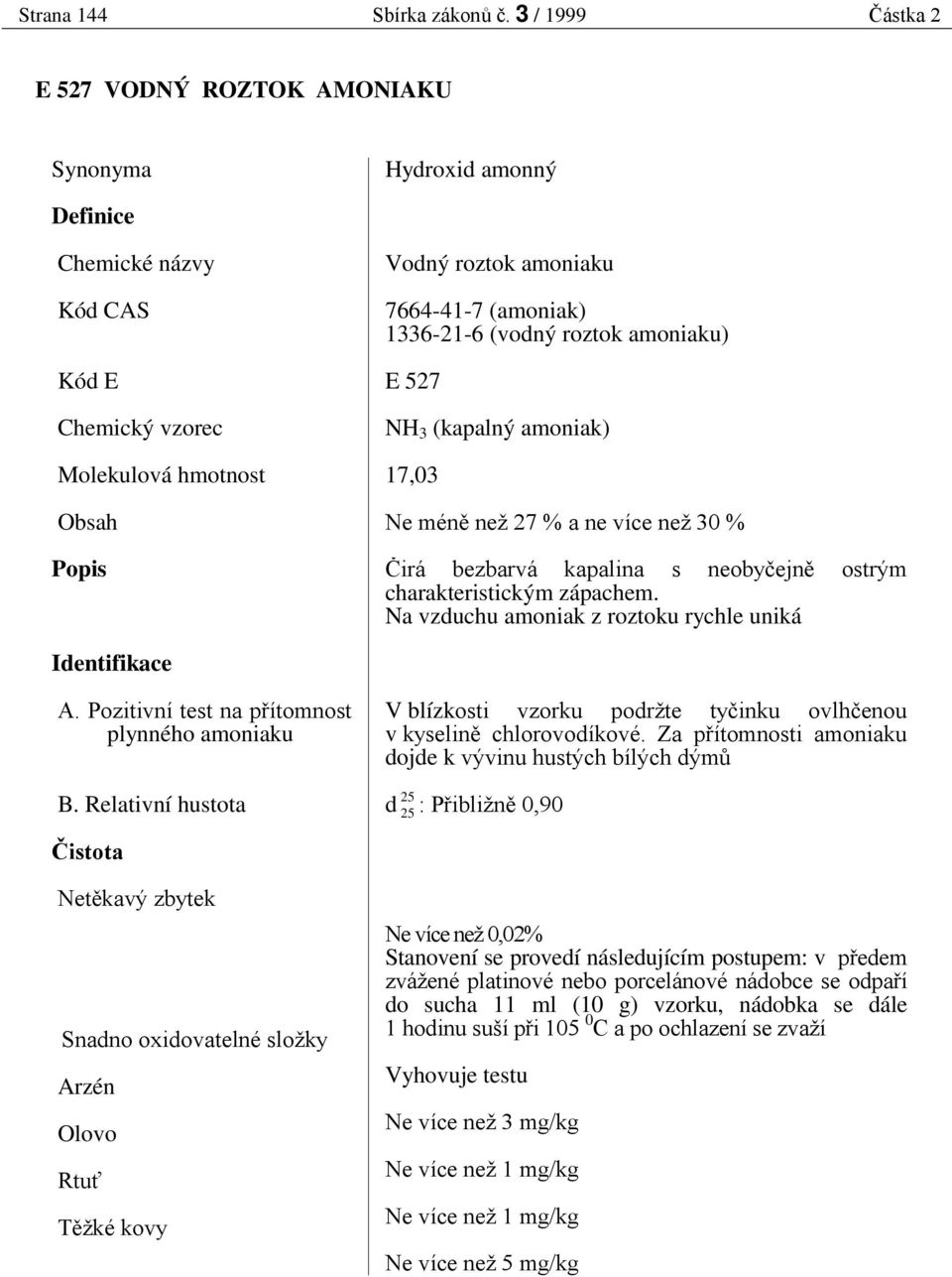 než 30 % irá bezbarvá kapalina s neoby ejn ostrým charakteristickým zápachem. Na vzduchu amoniak z roztoku rychle uniká A. Pozitivní test na p ítomnost plynného amoniaku B.