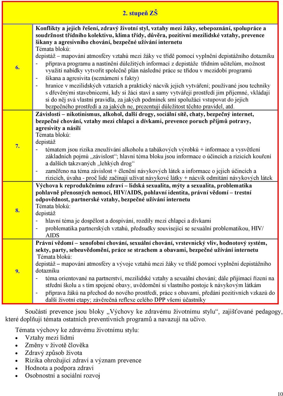 a agresivního chování, bezpečné užívání internetu depistáž mapování atmosféry vztahů mezi žáky ve třídě pomocí vyplnění depistážního dotazníku - příprava programu a nastínění důležitých informací z