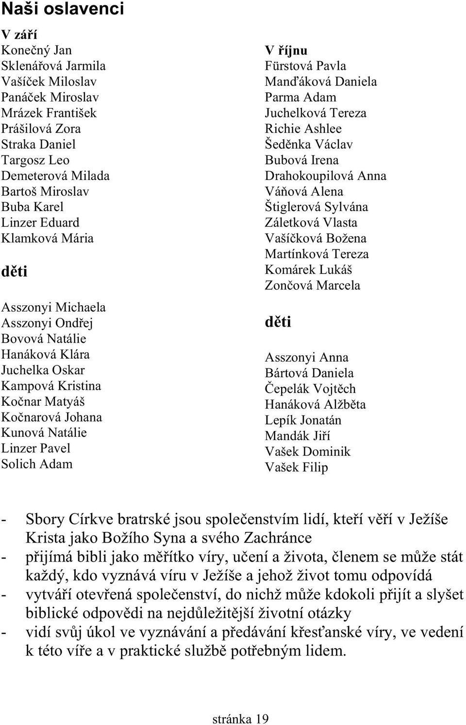 íjnu Fürstová Pavla Man áková Daniela Parma Adam Juchelková Tereza Richie Ashlee Šed nka Václav Bubová Irena Drahokoupilová Anna Vá ová Alena Štiglerová Sylvána Záletková Vlasta Vaší ková Božena