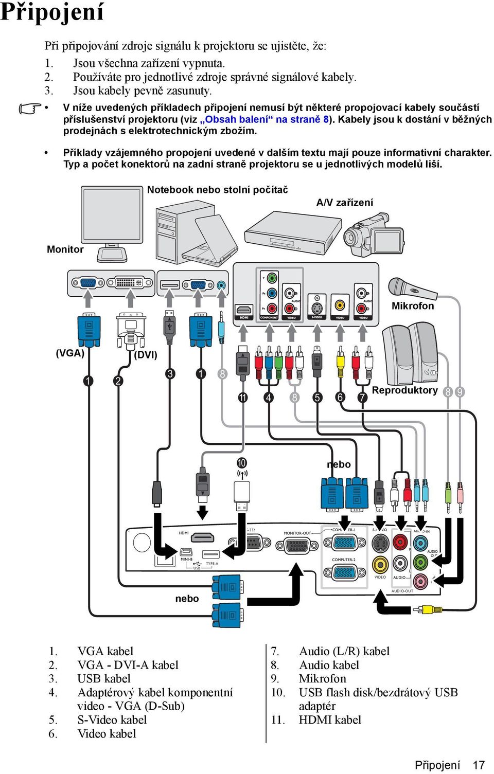 Kabely jsou k dostání v běžných prodejnách s elektrotechnickým zbožím. Příklady vzájemného propojení uvedené v dalším textu mají pouze informativní charakter.