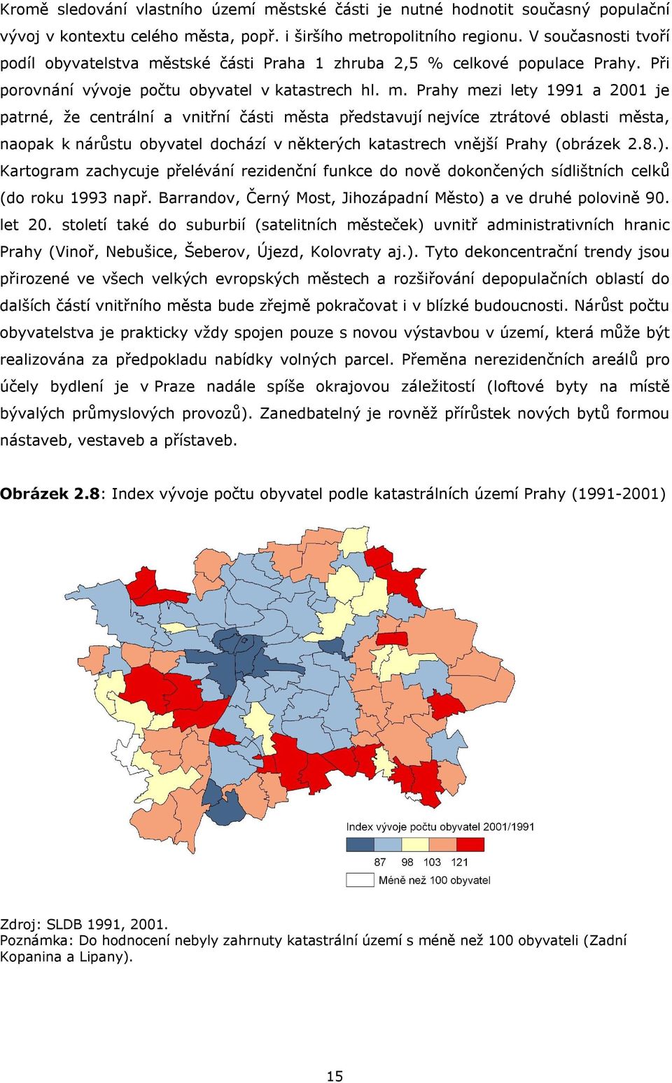 stské části Praha 1 zhruba 2,5 % celkové populace Prahy. Při porovnání vývoje počtu obyvatel v katastrech hl. m.