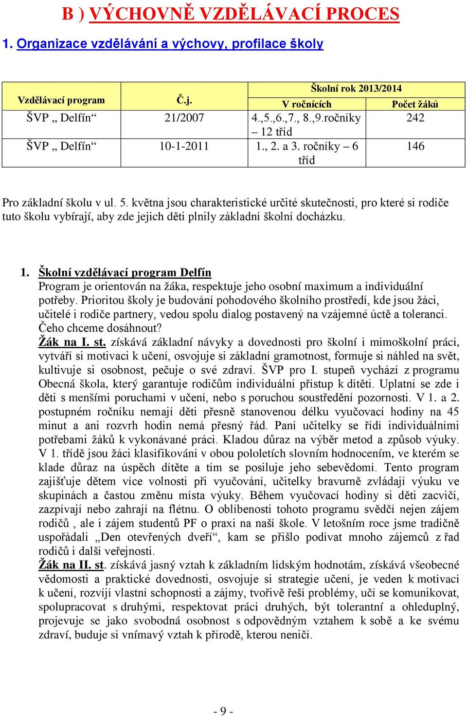 května jsou charakteristické určité skutečnosti, pro které si rodiče tuto školu vybírají, aby zde jejich děti plnily základní školní docházku. 1.