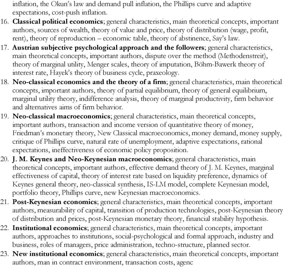 of reproduction economic table, theory of abstinence, Say s law. 17.