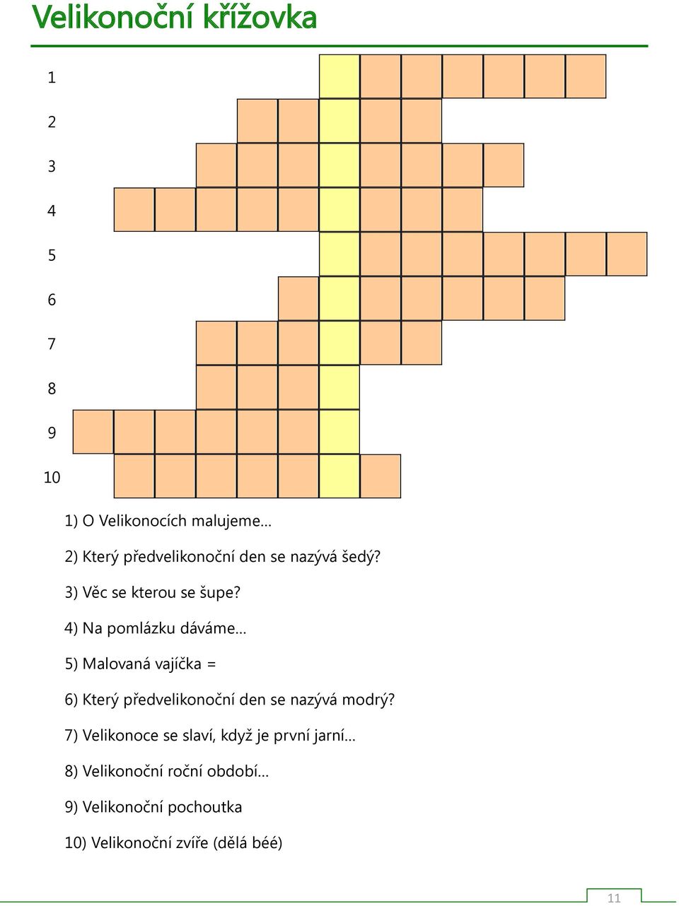 4) Na pomlázku dáváme 5) Malovaná vajíčka = 6) Který předvelikonoční den se nazývá modrý?