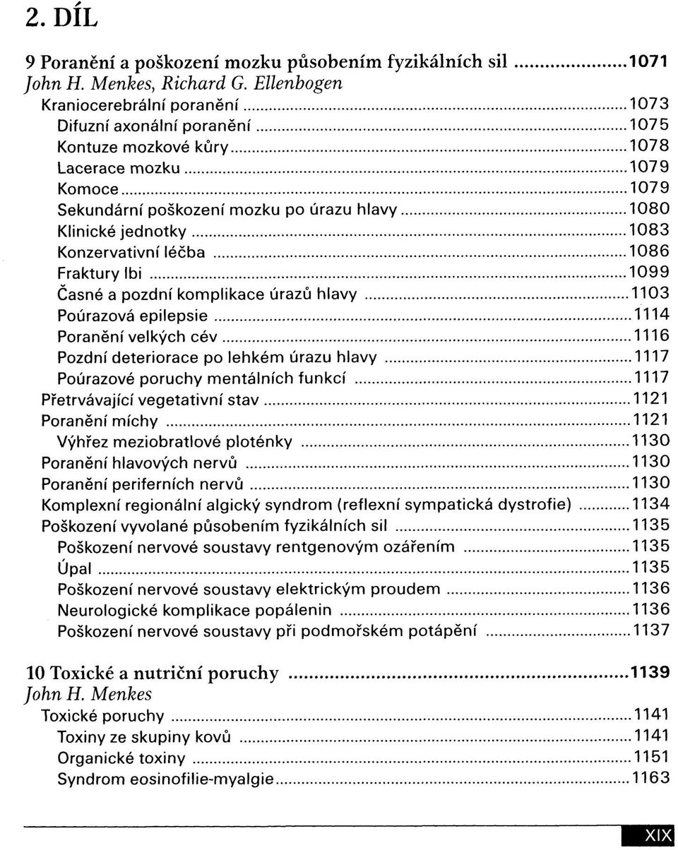 1083 Konzervativní léčba 1086 Fraktury Ibi 1099 Časné a pozdní komplikace úrazů hlavy 1103 Poúrazová epilepsie 1114 Poranění velkých cév 1116 Pozdní deteriorace po lehkém úrazu hlavy 1117 Poúrazové