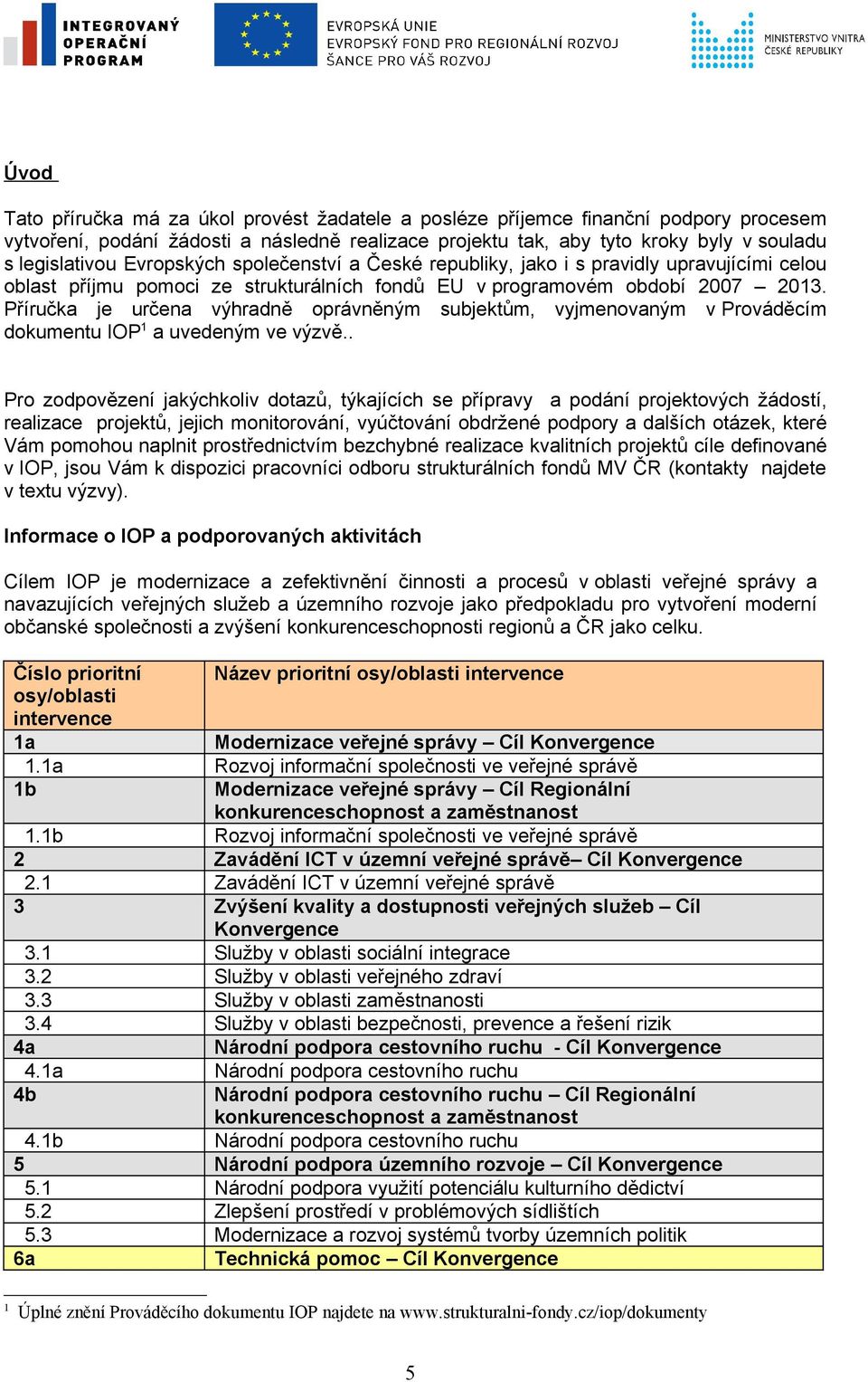 Příručka je určena výhradně oprávněným subjektům, vyjmenovaným v Prováděcím dokumentu IOP 1 a uvedeným ve výzvě.