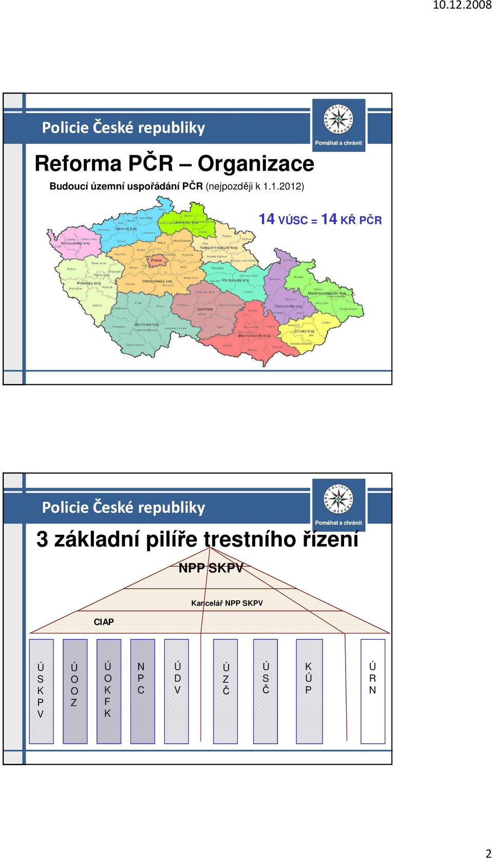 1.2012) 14 VSC = 14 KŘ PČR 3 základní pilíře