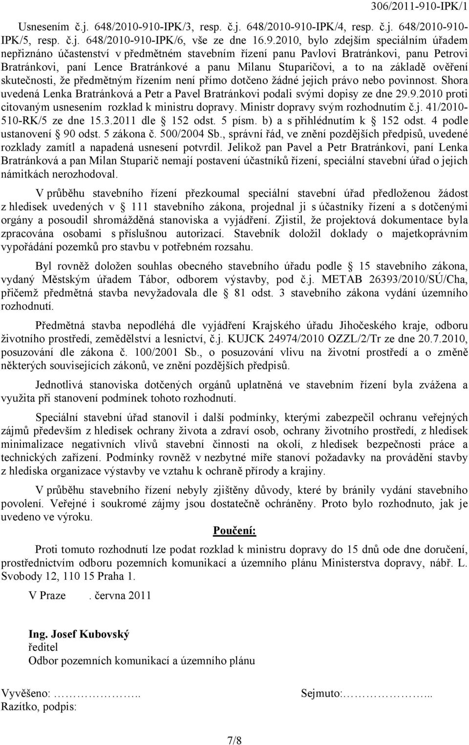 0-IPK/4, resp. č.j. 648/2010-91