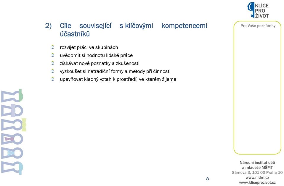 nové poznatky a zkušenosti vyzkoušet si netradiční formy a