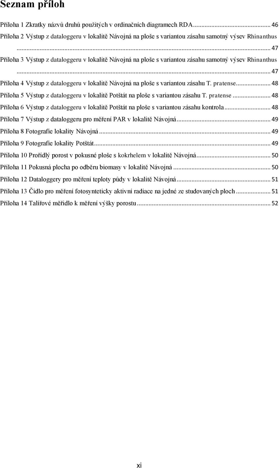 pratense... 48 Příloha 5 Výstup z dataloggeru v lokalitě Potštát na ploše s variantou zásahu T. pratense... 48 Příloha 6 Výstup z dataloggeru v lokalitě Potštát na ploše s variantou zásahu kontrola.