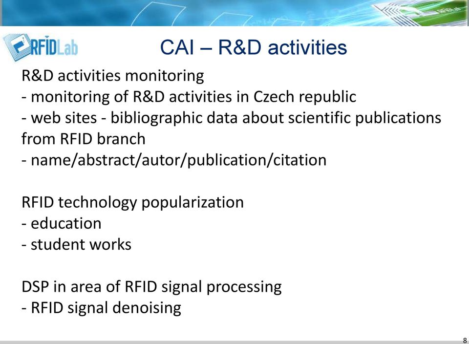 name/abstract/autor/publication/citation RFID technology popularization - education