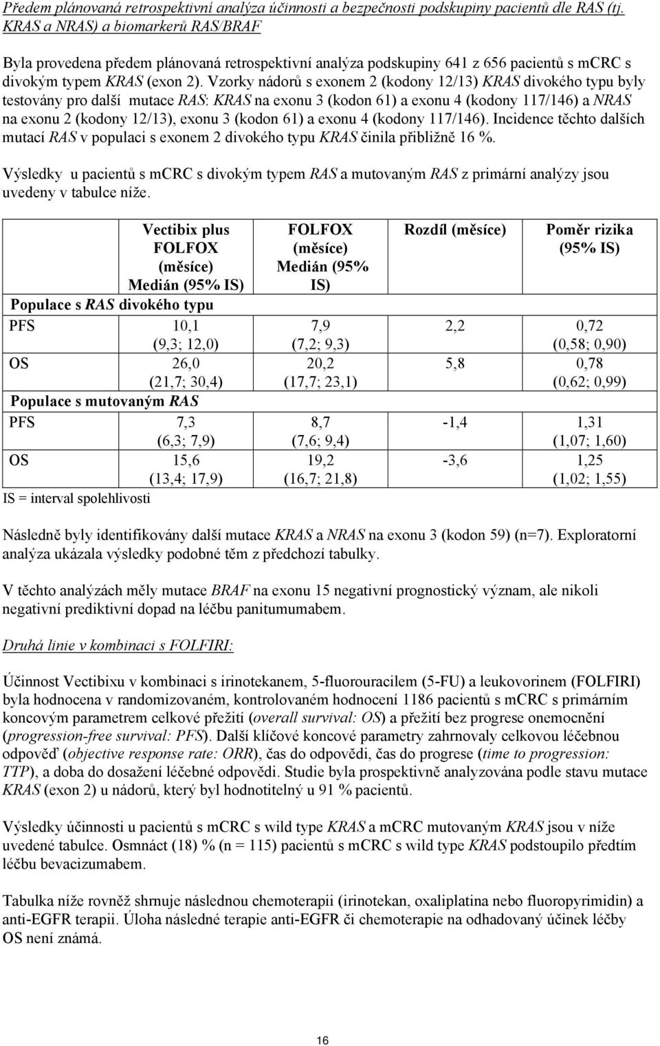 Vzorky nádorů s exonem 2 (kodony 12/13) KRAS divokého typu byly testovány pro další mutace RAS: KRAS na exonu 3 (kodon 61) a exonu 4 (kodony 117/146) a NRAS na exonu 2 (kodony 12/13), exonu 3 (kodon