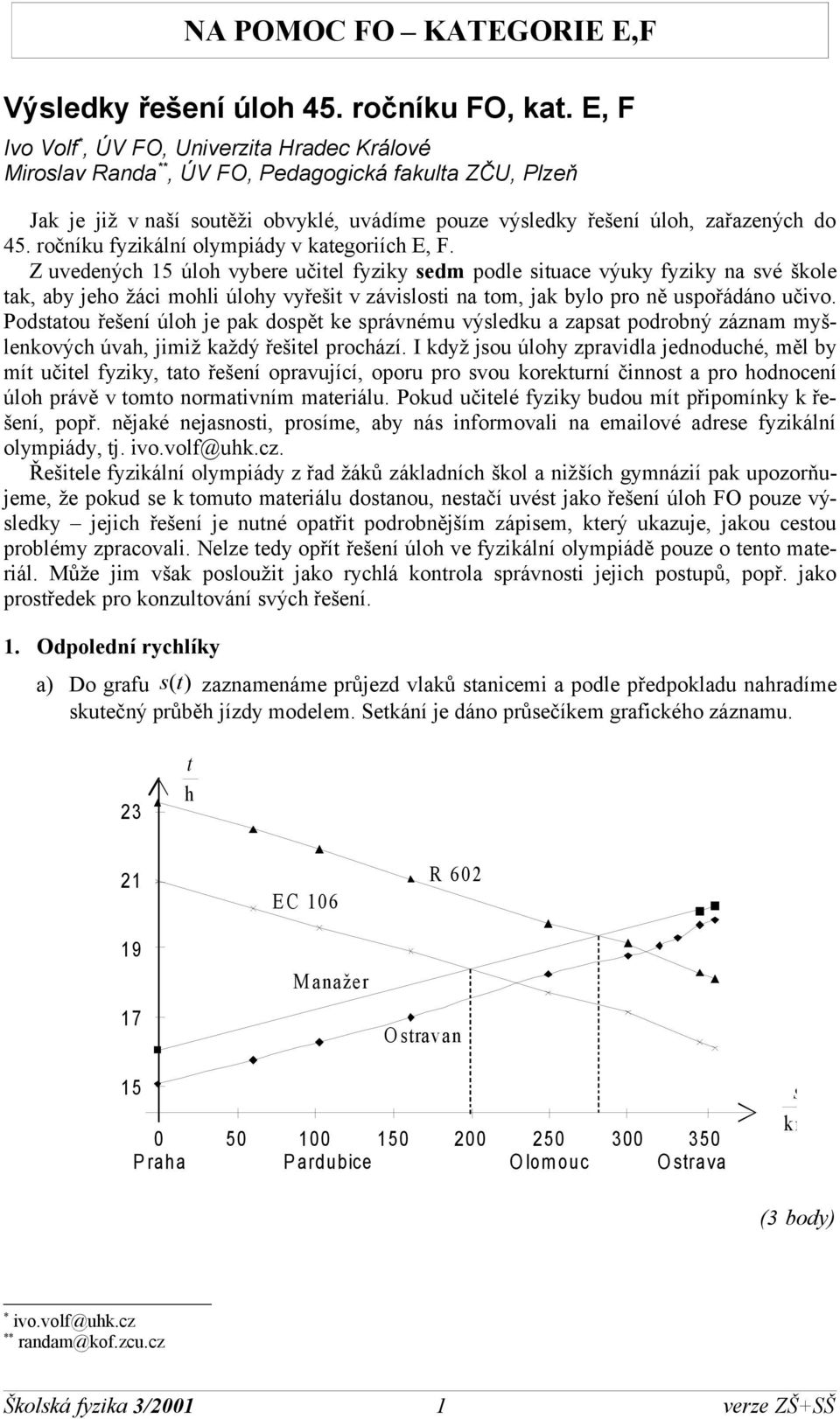 ročníku fyzikální olympiády v kaegoriíc E F.