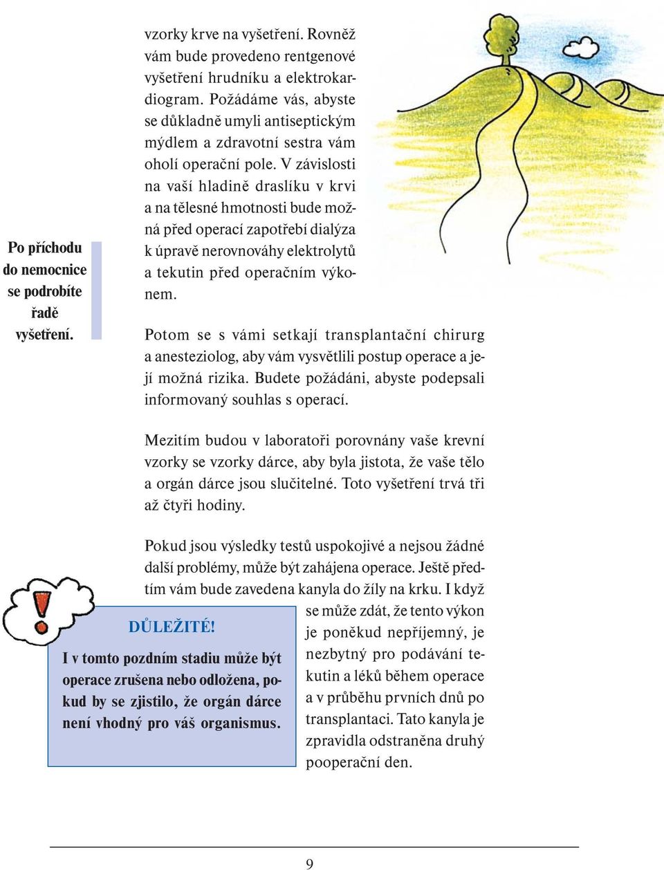 V závislosti na vaší hladině draslíku v krvi a na tělesné hmotnosti bude možná před operací zapotřebí dialýza k úpravě nerovnováhy elektrolytů a tekutin před operačním výkonem.