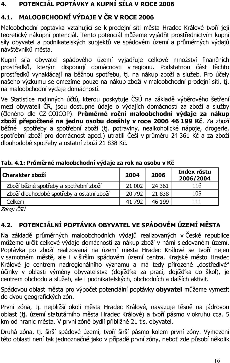 Tento potenciál můžeme vyjádřit prostřednictvím kupní síly obyvatel a podnikatelských subjektů ve spádovém území a průměrných výdajů návštěvníků města.