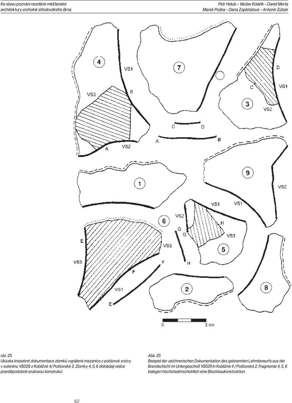 Zlomky 4, 5, 6 dokládají velice pravděpodobně srubovou konstrukci. Abb.