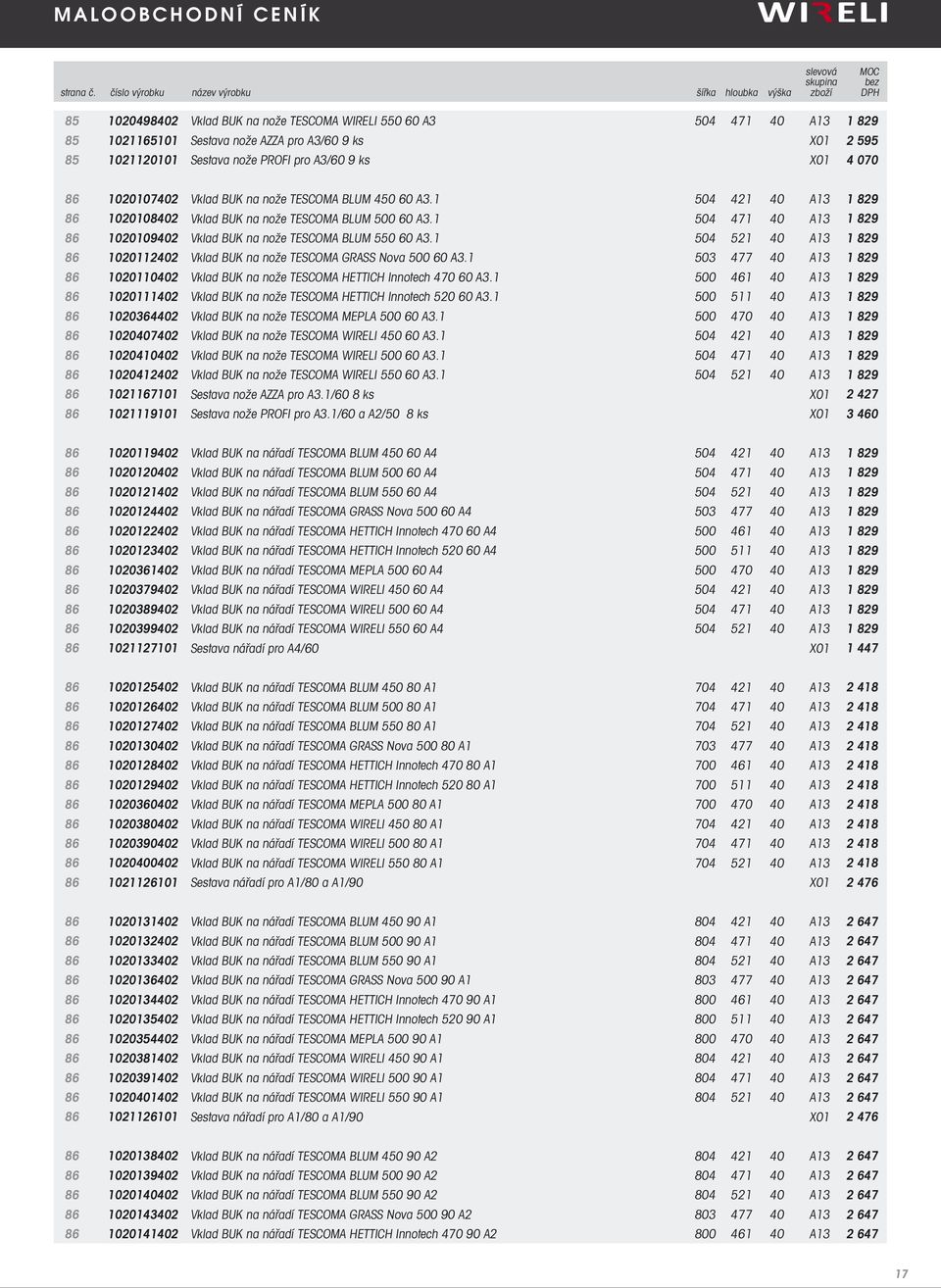 1 504 471 40 A13 1 829 86 1020109402 Vklad BUK na nože TESCOMA BLUM 550 60 A3.1 504 521 40 A13 1 829 86 1020112402 Vklad BUK na nože TESCOMA GRASS Nova 500 60 A3.