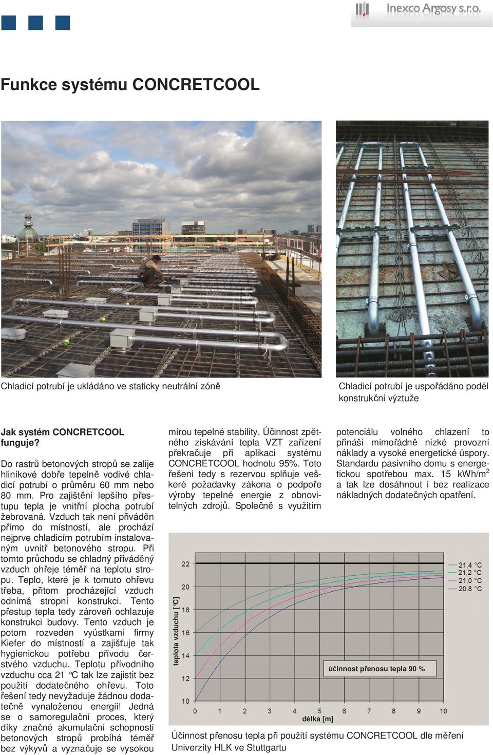 Vzduch tak není přiváděn přímo do místností, ale prochází nejprve chladicím potrubím instalovaným uvnitř betonového stropu.