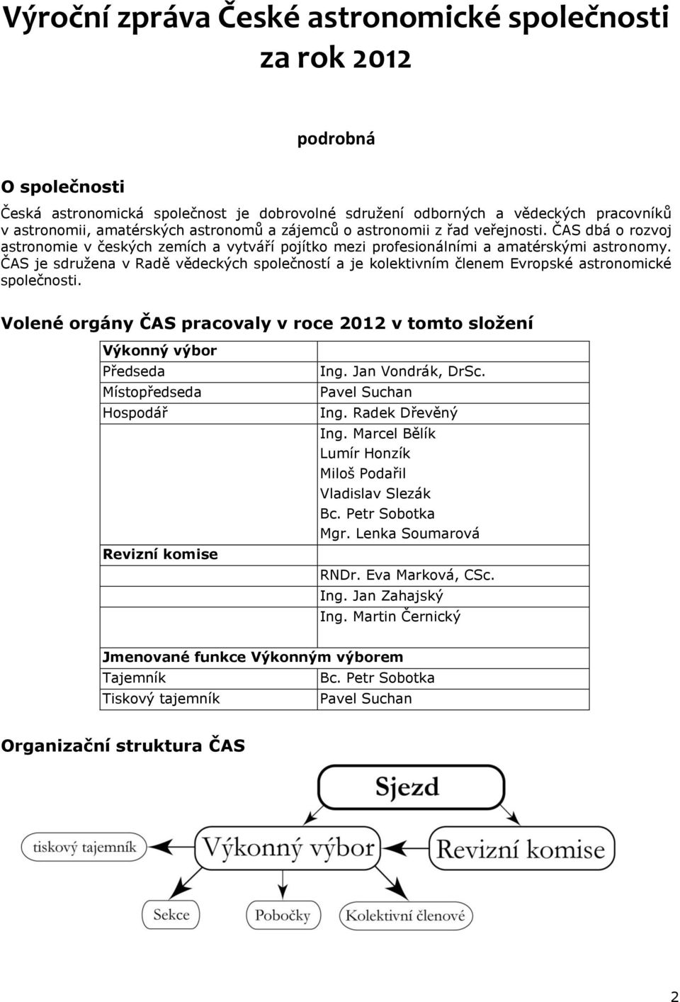 ČAS je sdružena v Radě vědeckých společností a je kolektivním členem Evropské astronomické společnosti.