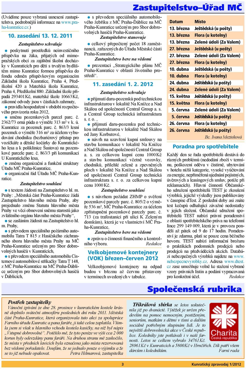 dubna Je dská (u pošty) 10. dubna Flora (u kotelny) 24. dubna (u pošty) 24. dubna Zelené údolí (Za Valem) 15. května (u pošty) 15. května Flora (u kotelny) 5.