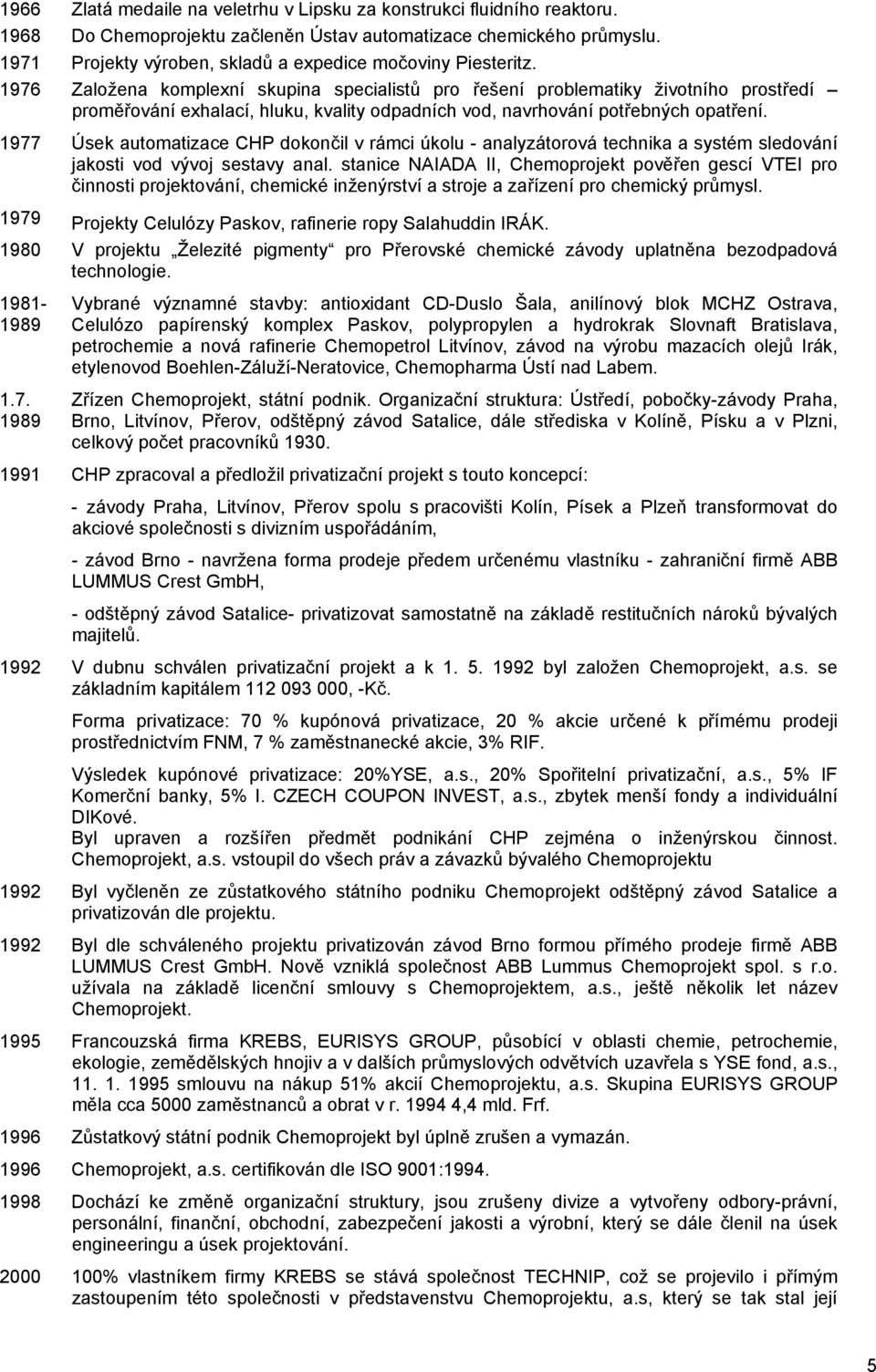 1976 Založena komplexní skupina specialistů pro řešení problematiky životního prostředí proměřování exhalací, hluku, kvality odpadních vod, navrhování potřebných opatření.