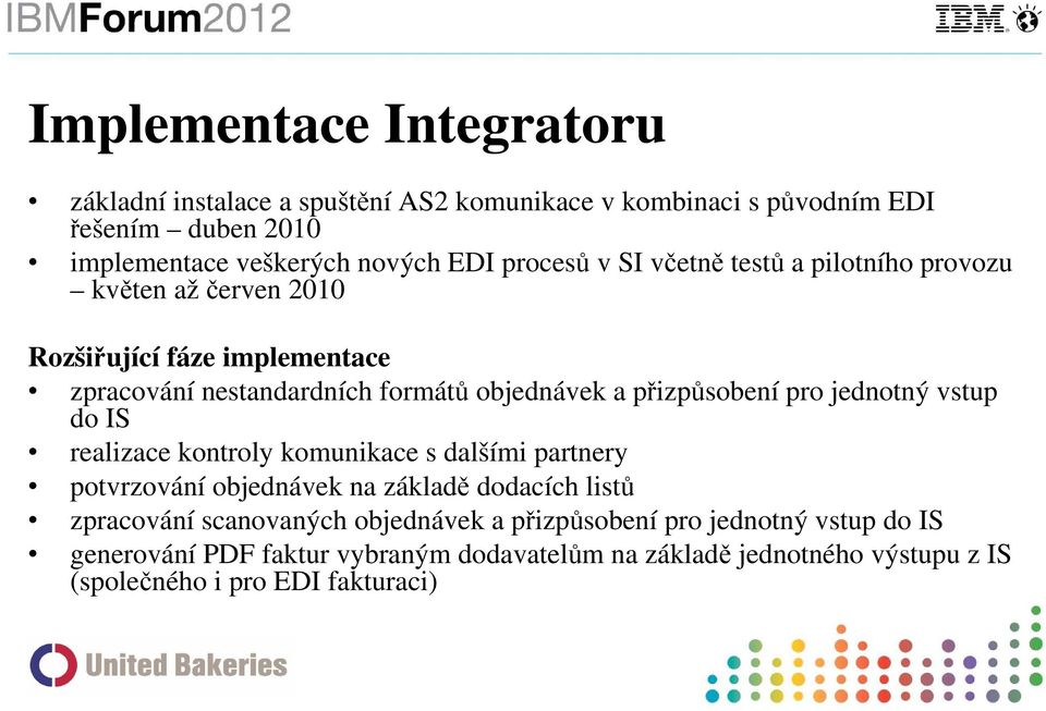 přizpůsobení pro jednotný vstup do IS realizace kontroly komunikace s dalšími partnery potvrzování objednávek na základě dodacích listů zpracování