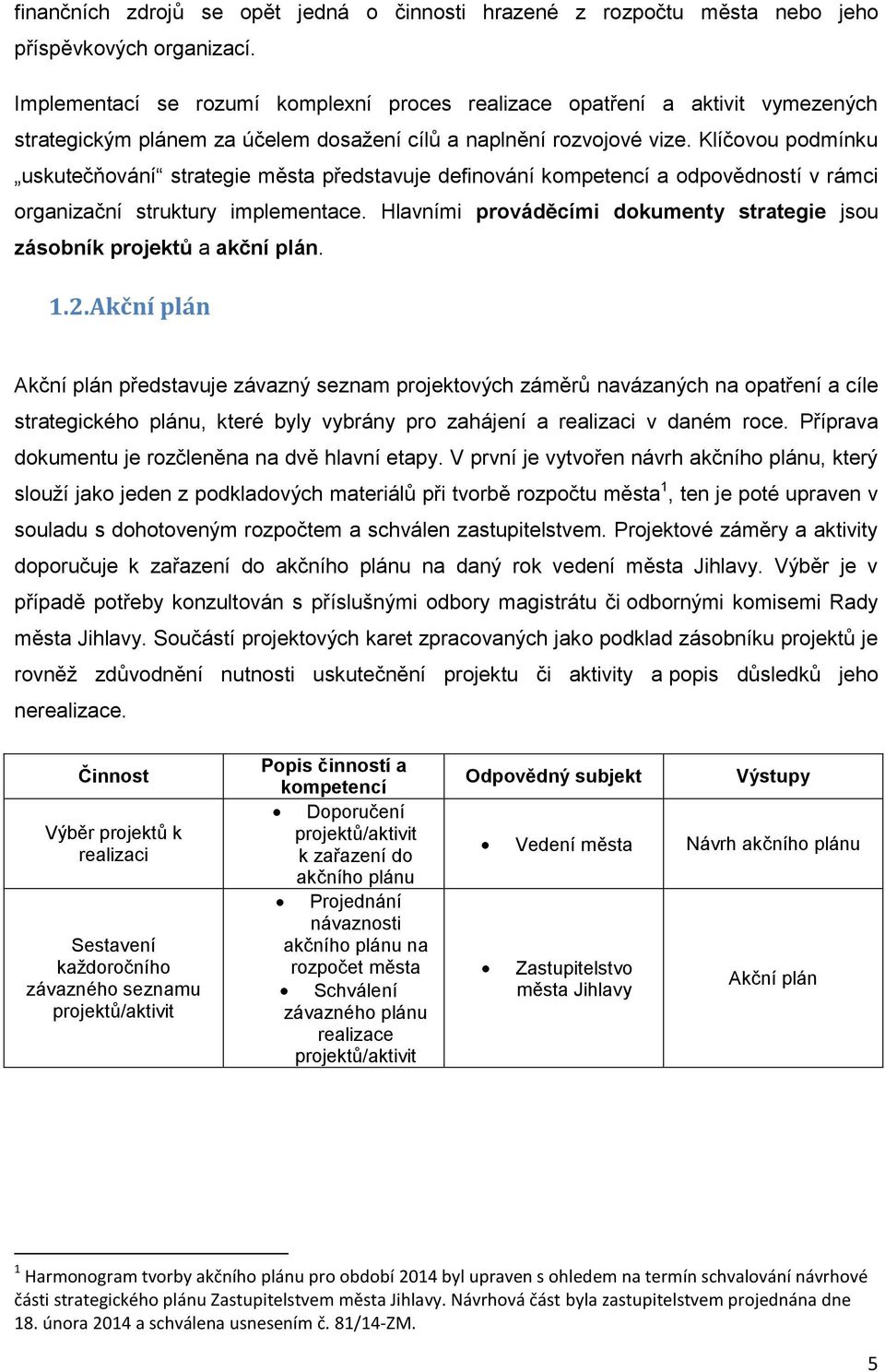 Klíčovou podmínku uskutečňování strategie představuje definování kompetencí a odpovědností v rámci organizační struktury implementace.