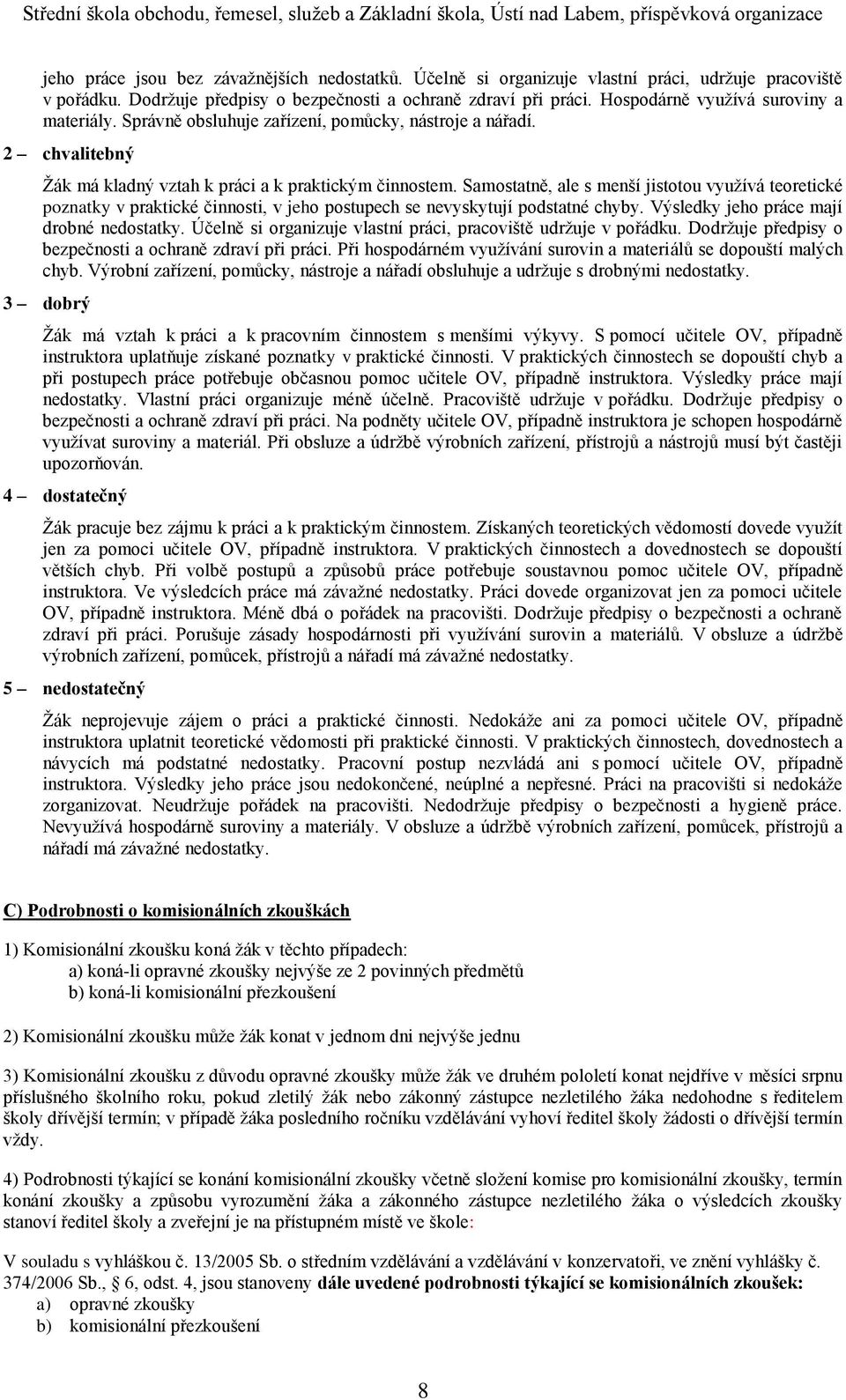 Samostatně, ale s menší jistotou využívá teoretické poznatky v praktické činnosti, v jeho postupech se nevyskytují podstatné chyby. Výsledky jeho práce mají drobné nedostatky.