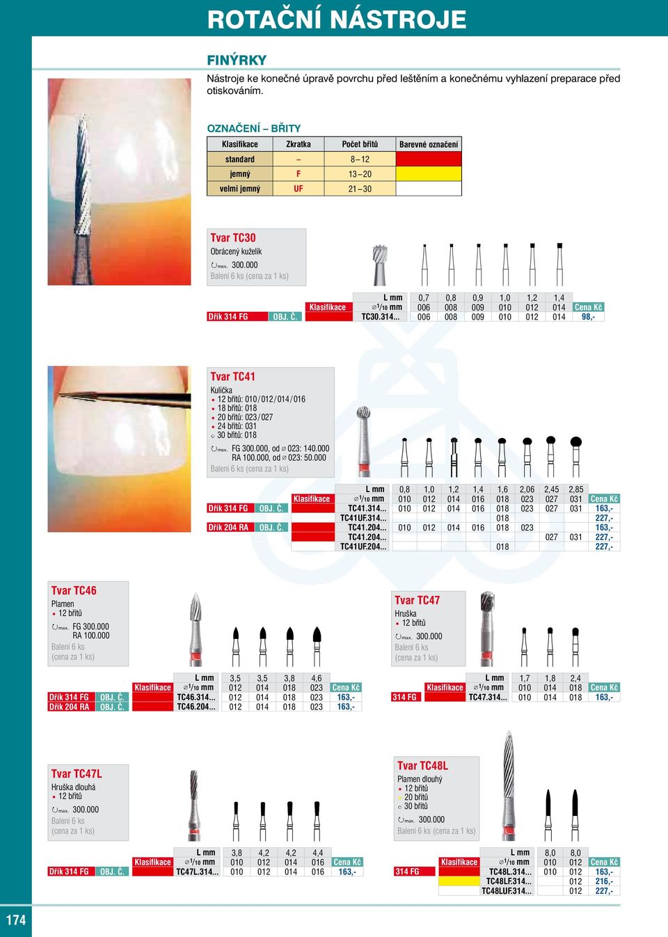 009 014 Cena Kč Dřík 314 FG OBj. č. TC30.314... 006 008 009 014 98,- Tvar TC41 Kulička : / / 014 / 016 18 břitů: 018 20 břitů: 023 / 027 24 břitů: 031 30 břitů: 018, od 023: 140.000 Ra 100.