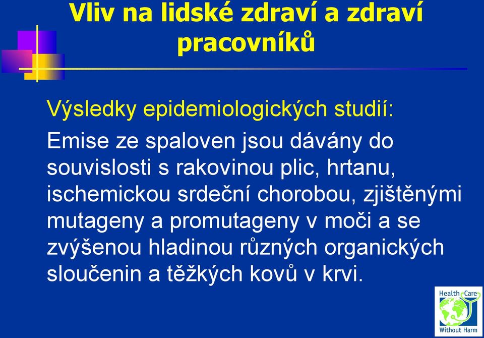 hrtanu, ischemickou srdeční chorobou, zjištěnými mutageny a promutageny v