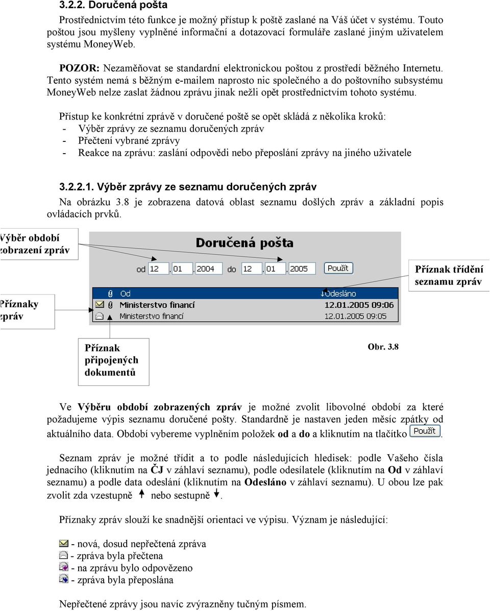 Tento systém nemá s běžným e-mailem naprosto nic společného a do poštovního subsystému MoneyWeb nelze zaslat žádnou zprávu jinak nežli opět prostřednictvím tohoto systému.