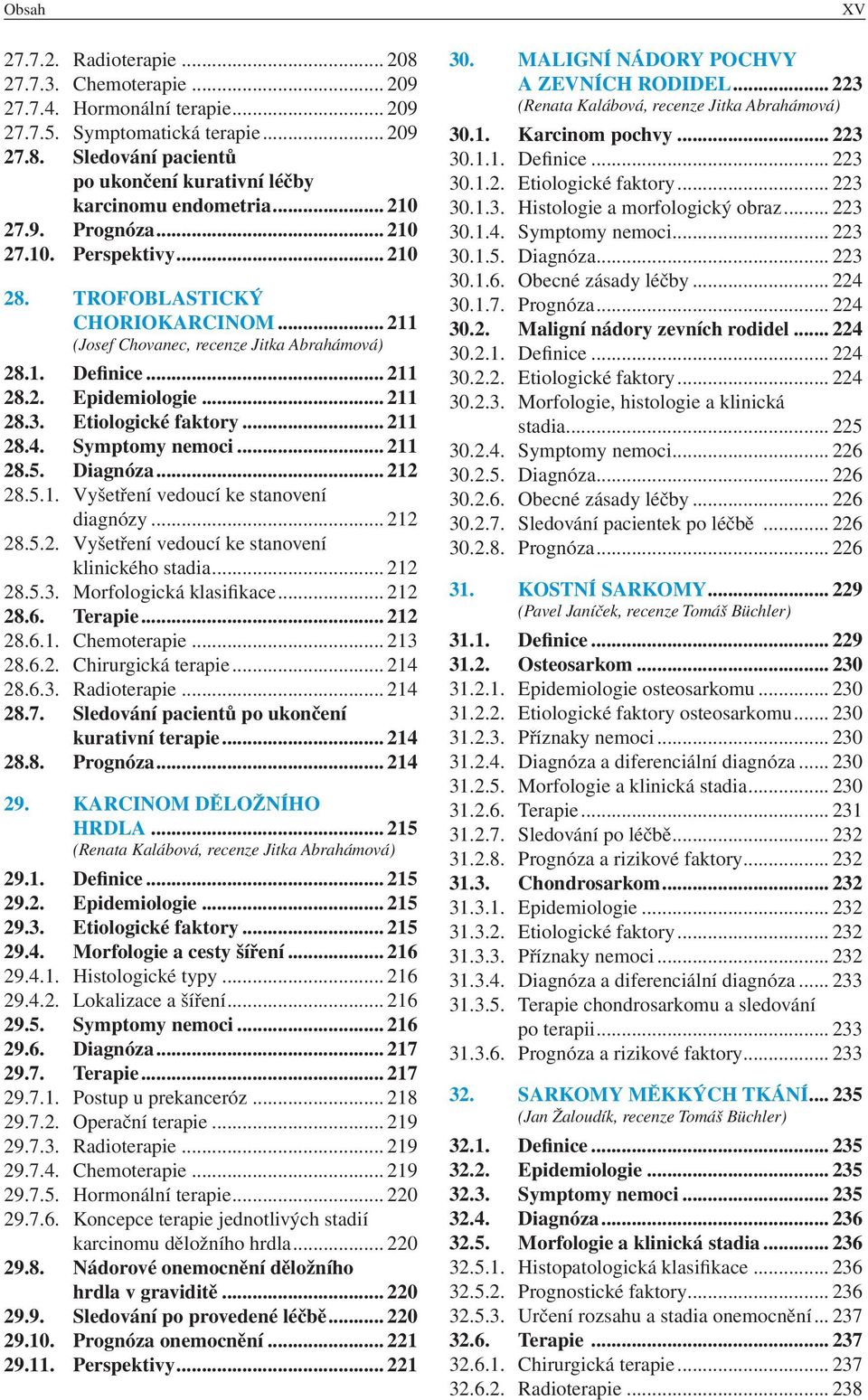 Etiologické faktory... 211 28.4. Symptomy nemoci... 211 28.5. Diagnóza... 212 28.5.1. Vyšetření vedoucí ke stanovení diagnózy... 212 28.5.2. Vyšetření vedoucí ke stanovení klinického stadia... 212 28.5.3.