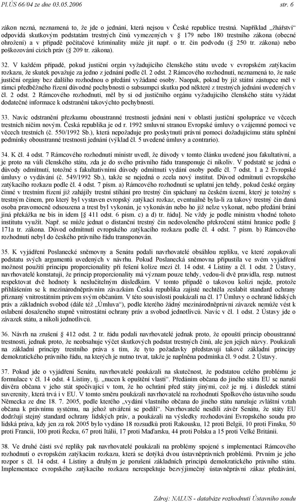 čin podvodu ( 250 tr. zákona) nebo poškozování cizích práv ( 209 tr. zákona). 32.