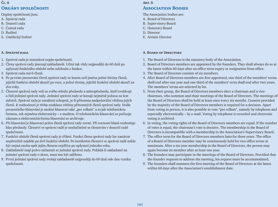 Učiní tak vždy nejpozději do 60 dnů po uplynutí funkčního období nebo odchodu z funkce. 3. Správní rada má 6 členů. 4.