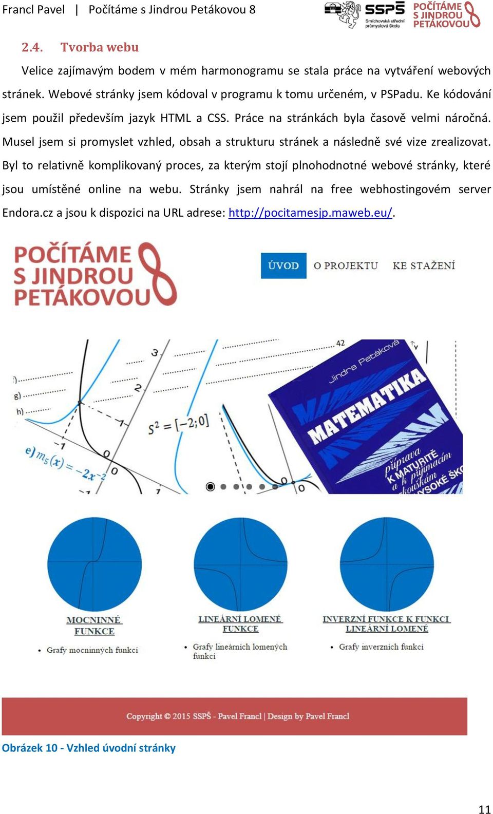 Práce na stránkách byla časově velmi náročná. Musel jsem si promyslet vzhled, obsah a strukturu stránek a následně své vize zrealizovat.