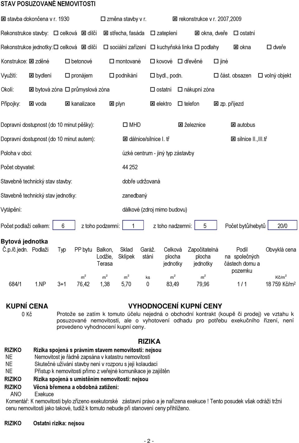 betonové montované kovové dřevěné jiné Využití: bydlení pronájem podnikání bydl., podn. část.