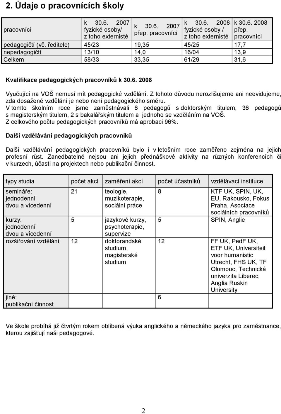 Z tohoto důvodu nerozlišujeme ani neevidujeme, zda dosaţené vzdělání je nebo není pedagogického směru.