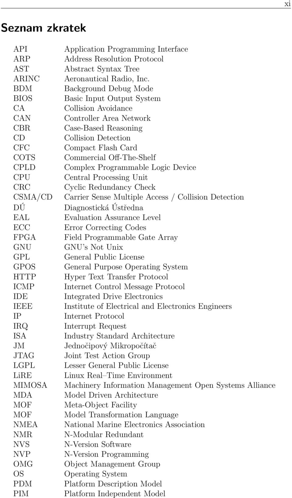 Background Debug Mode Basic Input Output System Collision Avoidance Controller Area Network Case-Based Reasoning Collision Detection Compact Flash Card Commercial Off-The-Shelf Complex Programmable