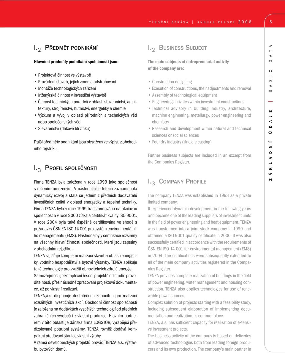 investiční výstavbě Činnost technických poradců v oblasti stavebnictví, architektury, strojírenství, hutnictví, energetiky a chemie Výzkum a vývoj v oblasti přírodních a technických věd nebo