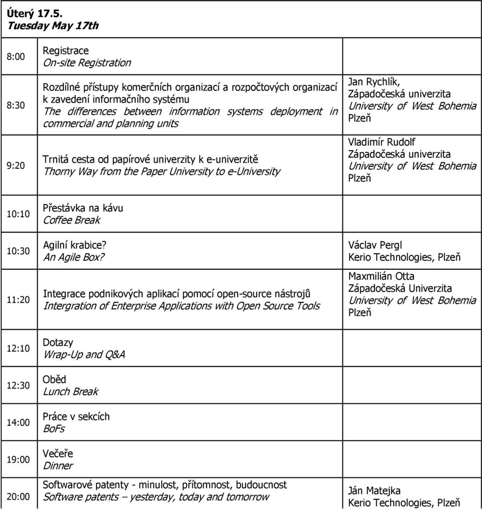 systems deployment in commercial and planning units Trnitá cesta od papírové univerzity k e-univerzitě Thorny Way from the Paper University to e-university Jan Rychlík, Západočeská univerzita