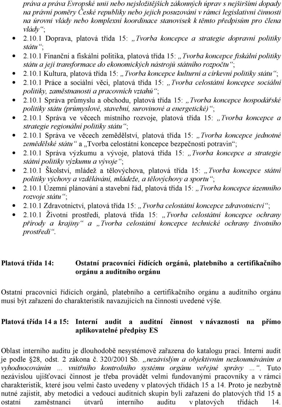 1 Doprava, platová třída 15: Tvorba koncepce a strategie dopravní politiky státu ; 2.10.