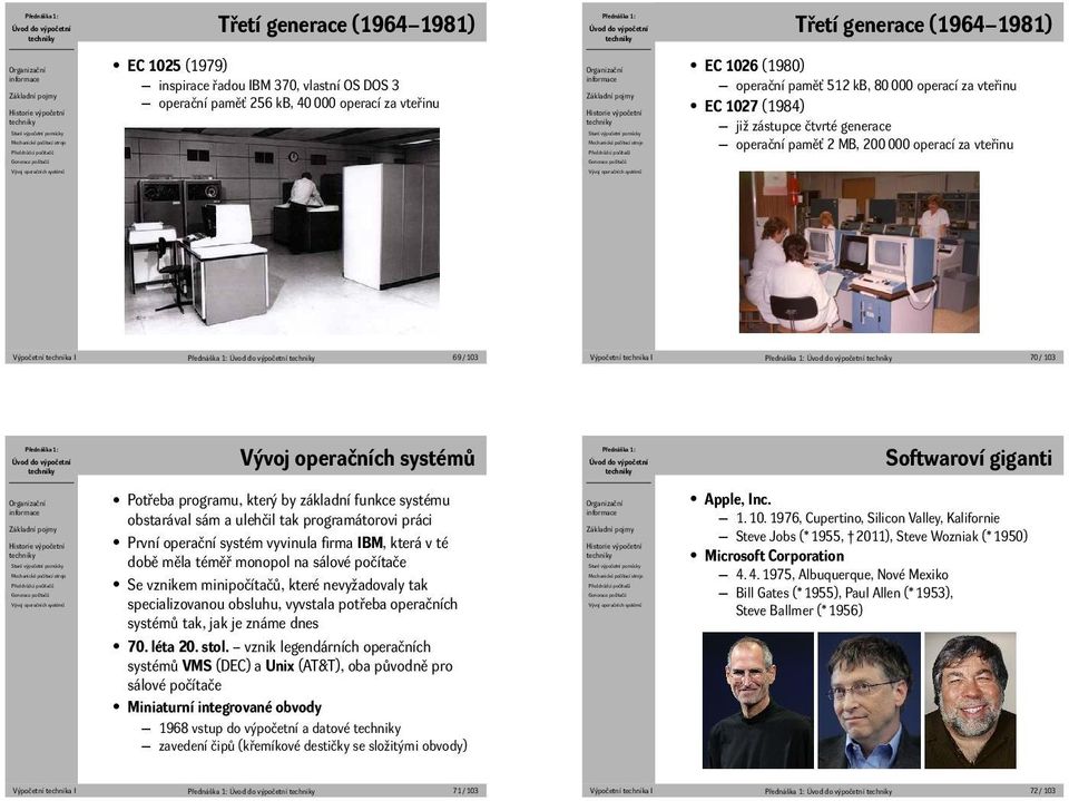 Potřeba programu, který by základní funkce systému obstarával sám a ulehčil tak programátorovi práci První operační systém vyvinula firma IBM, která v té době měla téměř monopol na sálové počítače Se