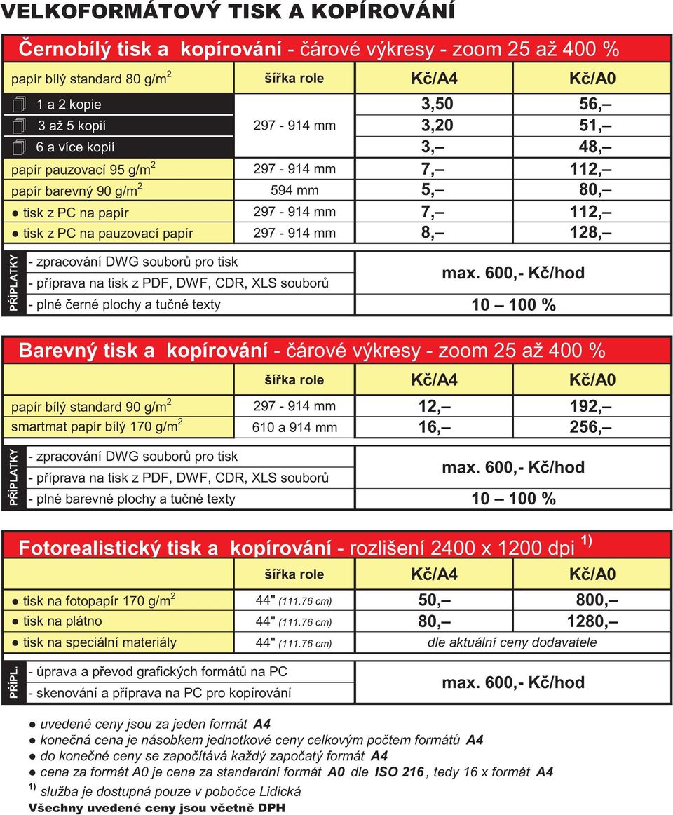 tisk - p íprava na tisk z PDF, DWF, CDR, XLS soubor - plné erné plochy a tu né texty max.