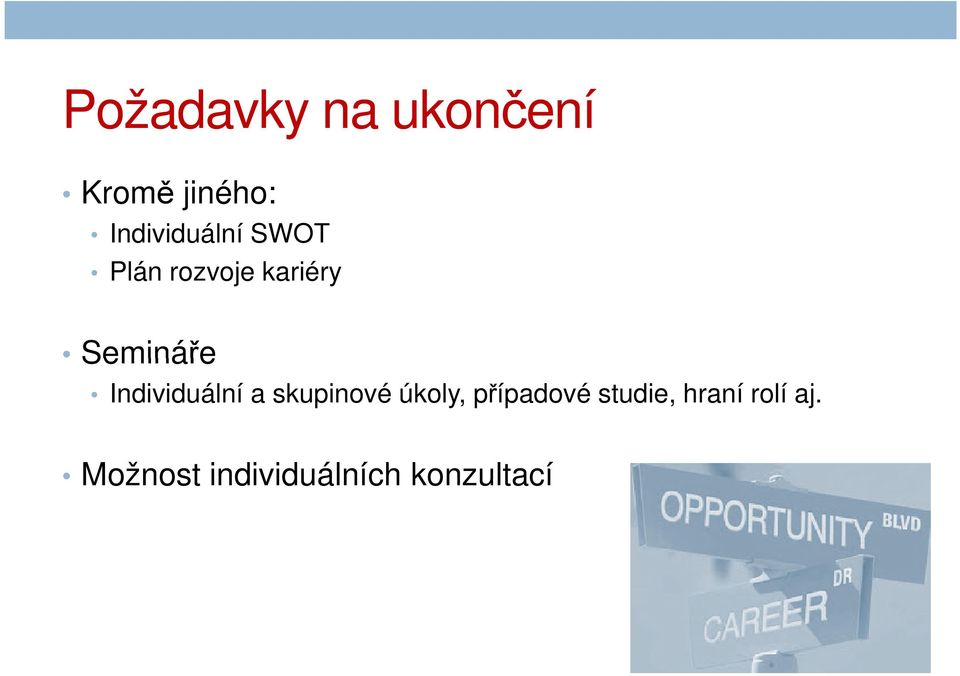 Semináře Individuální a skupinové úkoly,