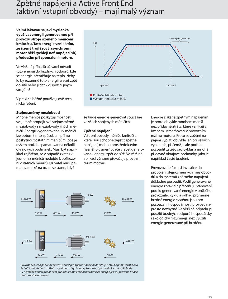 Velmi lákavou se jeví myšlenka využívat energii generovanou při provozu stroje řízeného měničem kmitočtu.